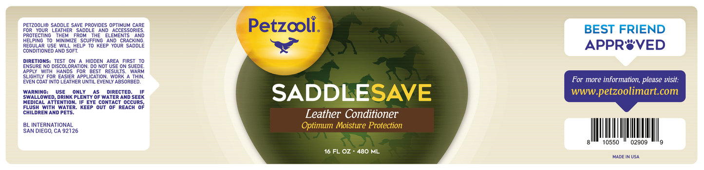 Saddle Save by Petzooli®, Protective Leather Conditioner, 16 oz Jar - Livananatural