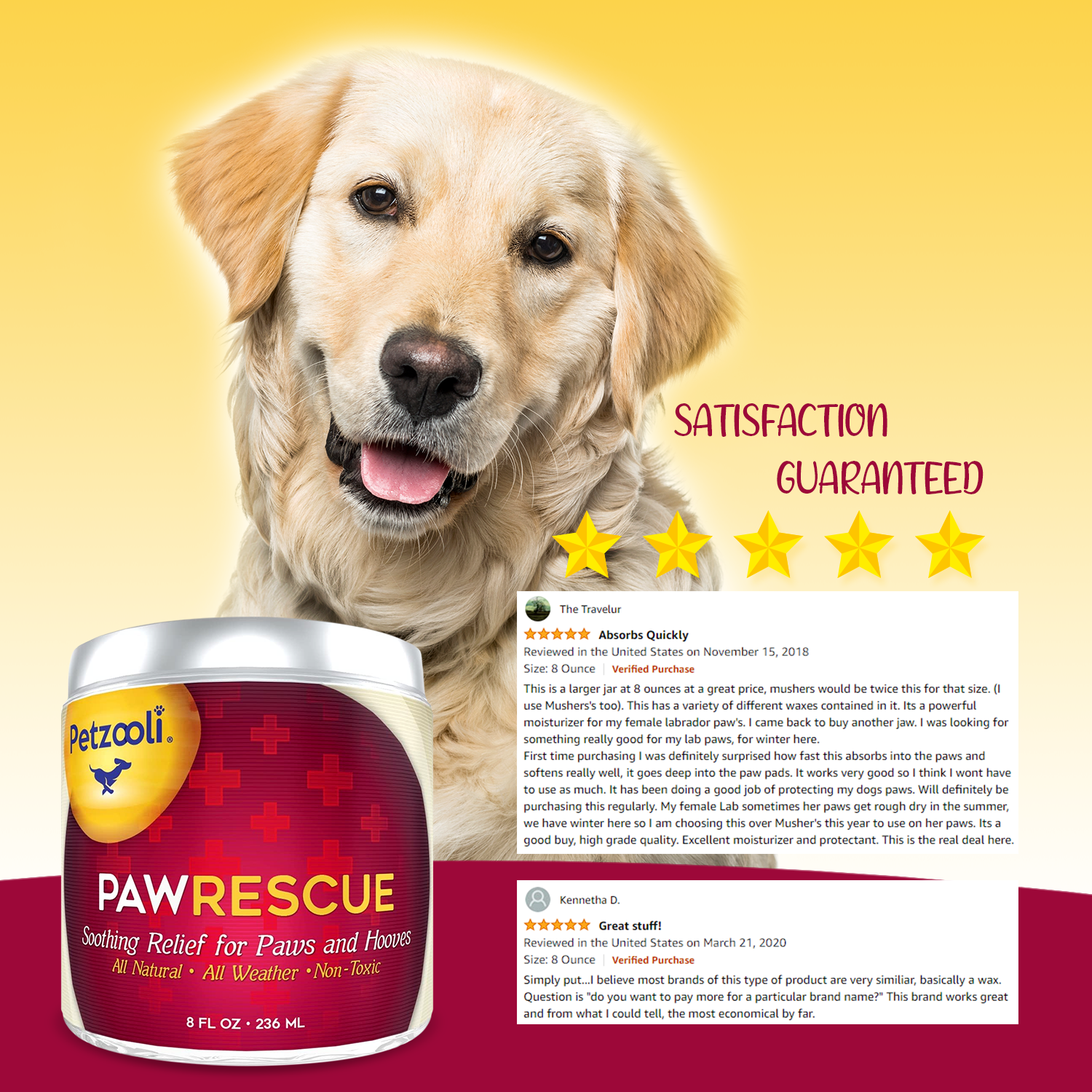 Paw Rescue by Petzooli®, Protective Balm for Paws and Hooves, 8oz - Livananatural