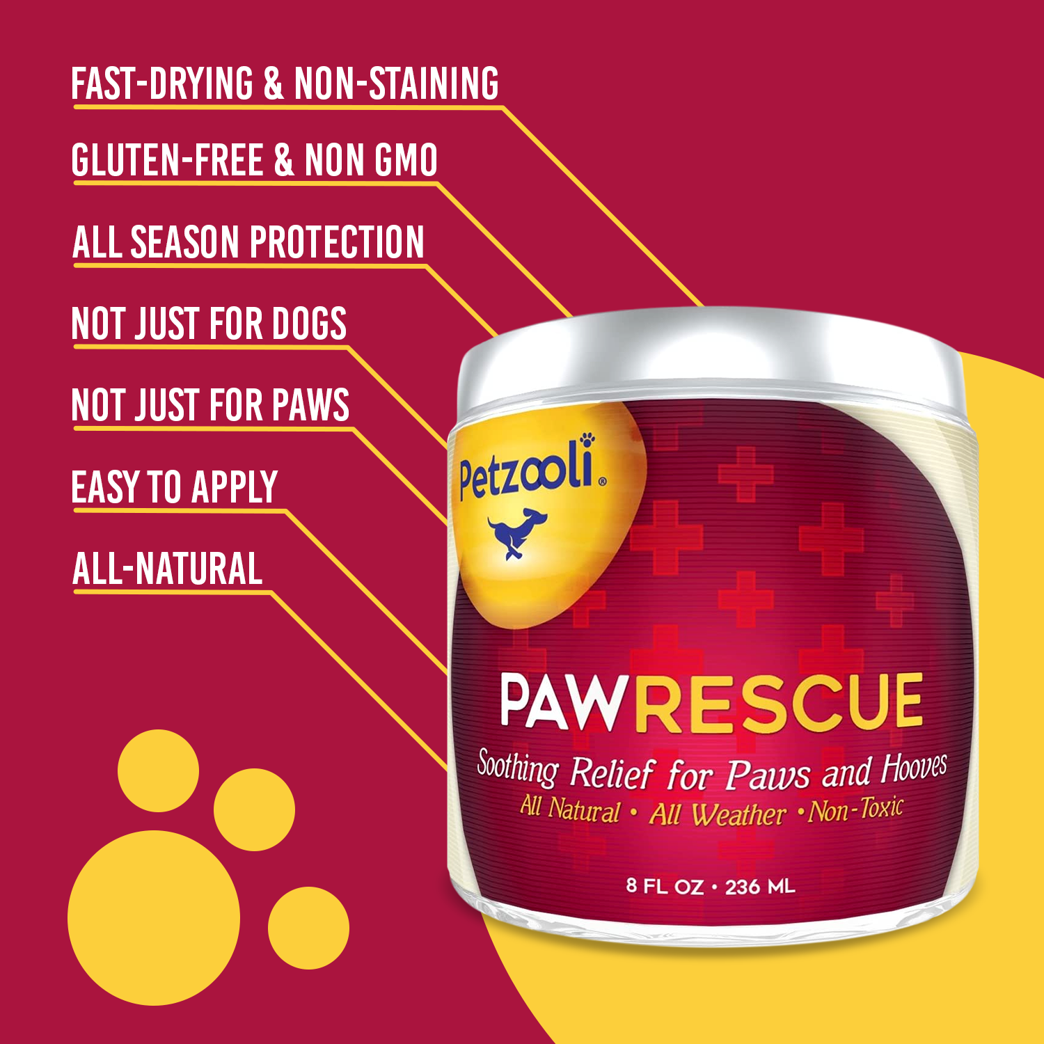 Paw Rescue by Petzooli®, Protective Balm for Paws and Hooves, 8oz - Livananatural